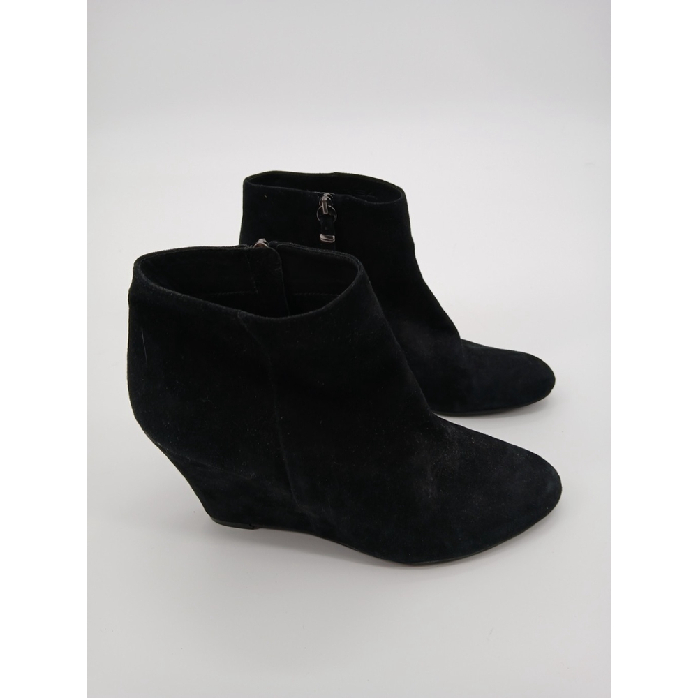 Via Spiga Black Suede Ankle Wedge Boots Size 7 Booties - Picture 12 of 16